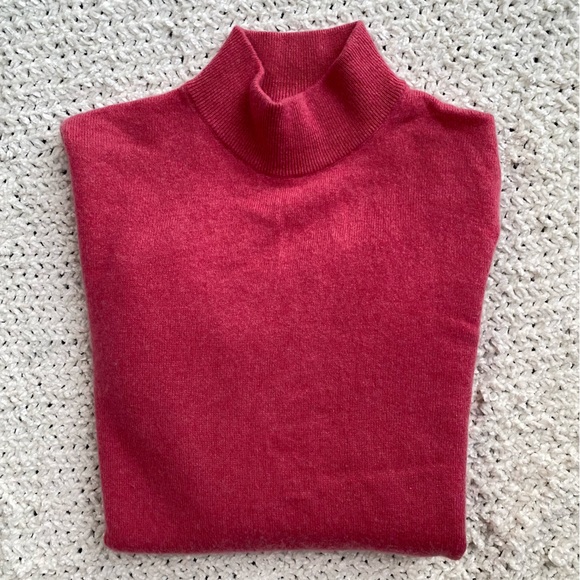 Women’s Charter Club 2-Ply Pink Cashmere Mock Neck Sweater EUC Size L/XL - Picture 5 of 6
